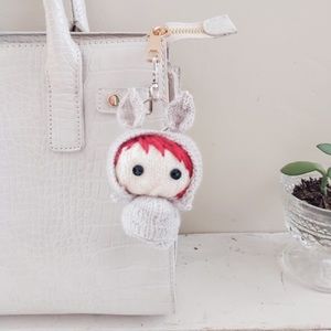 Small bunny knit purse charm